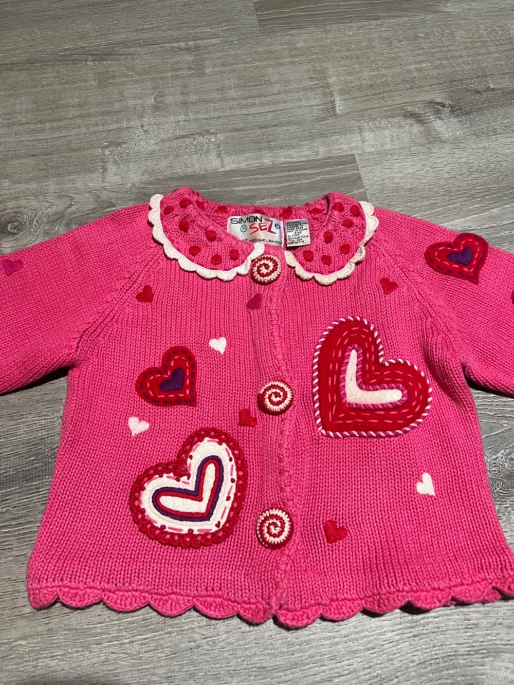 Rare Vintage Simon Sez by Michael Simon Pink Heart Cardigan - Picture 3 of 16